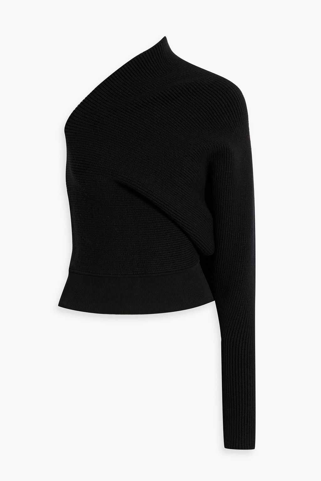 RICK OWENS One shoulder ribbed cashmere blend sweater THE OUTNET