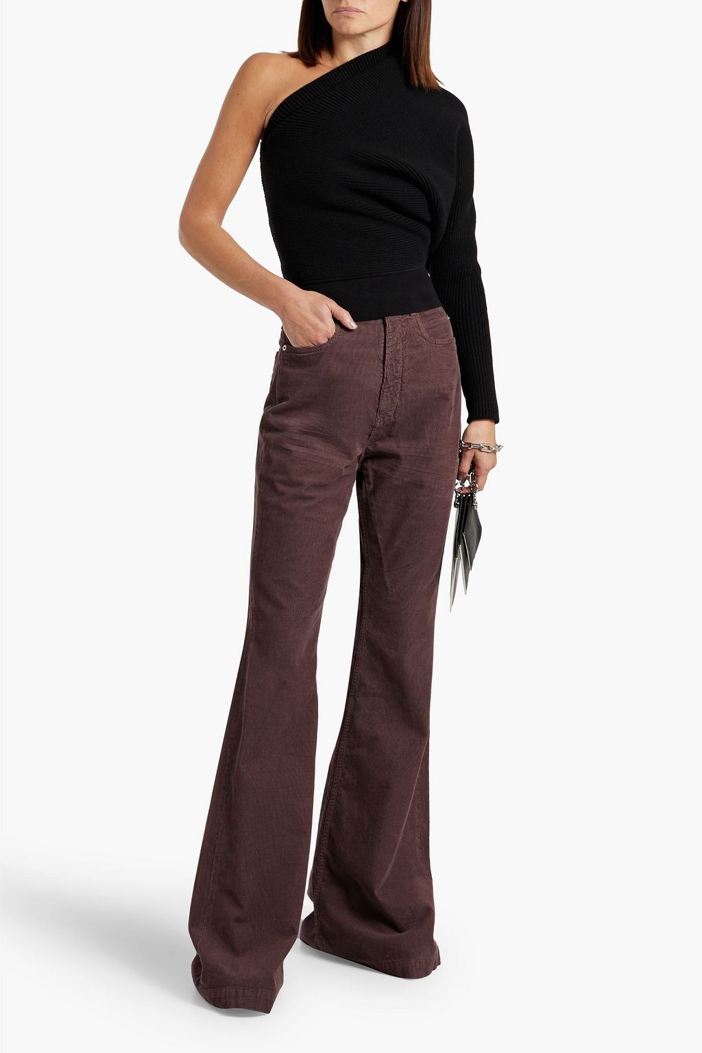 RICK OWENS One-shoulder ribbed cashmere-blend sweater
