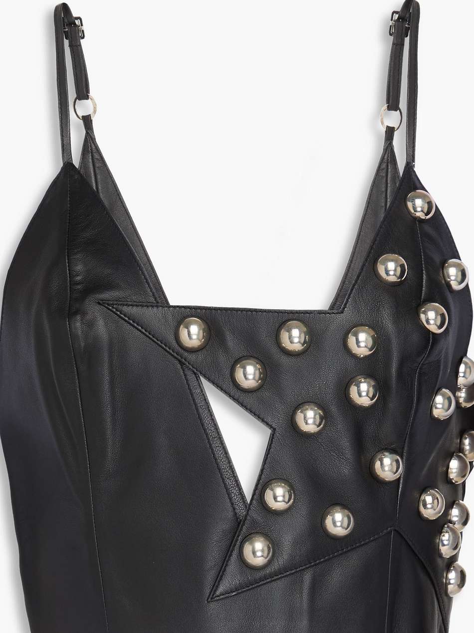 cropped studded leather top