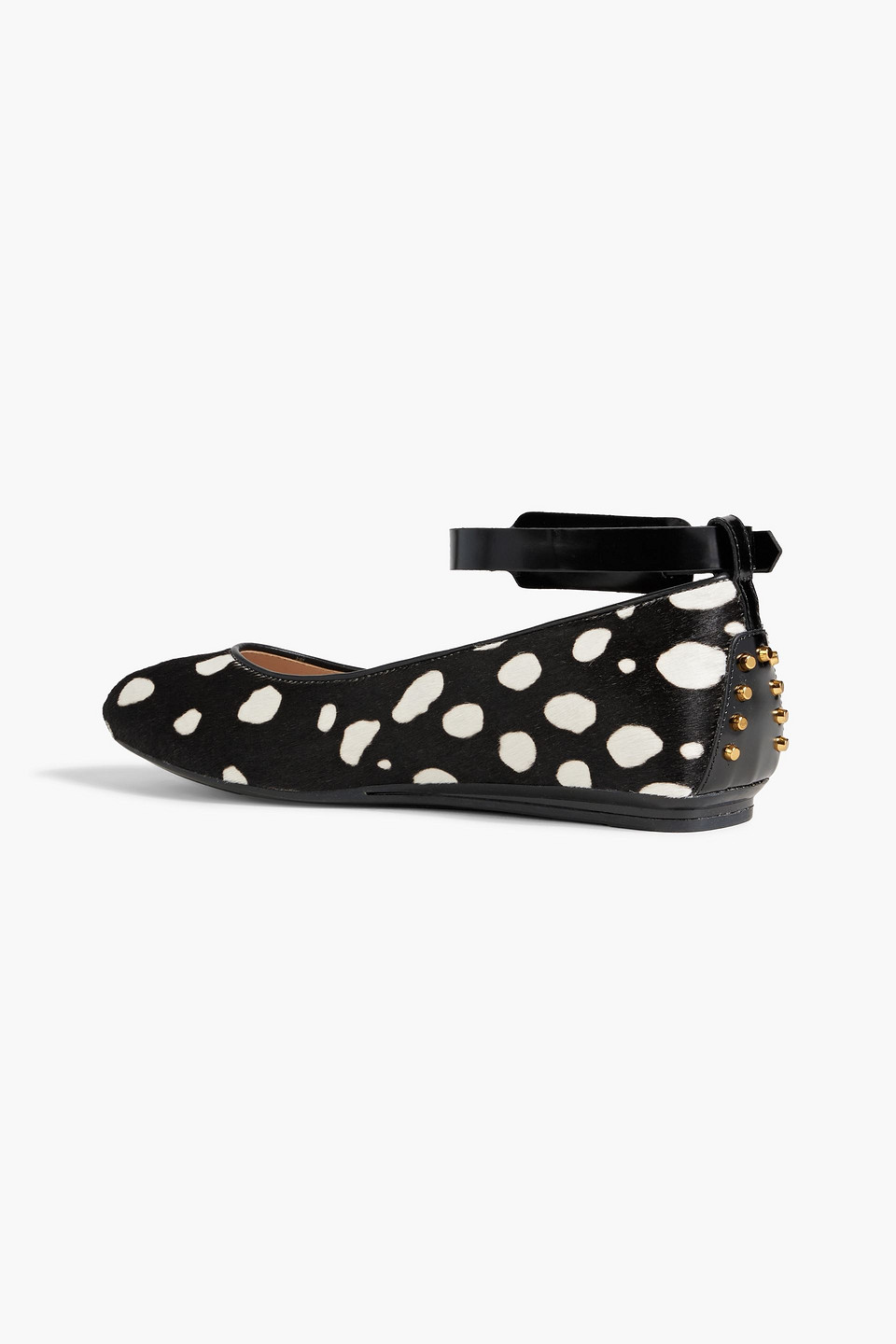 TOD'S STUDDED PRINTED CALF HAIR BALLET FLATS