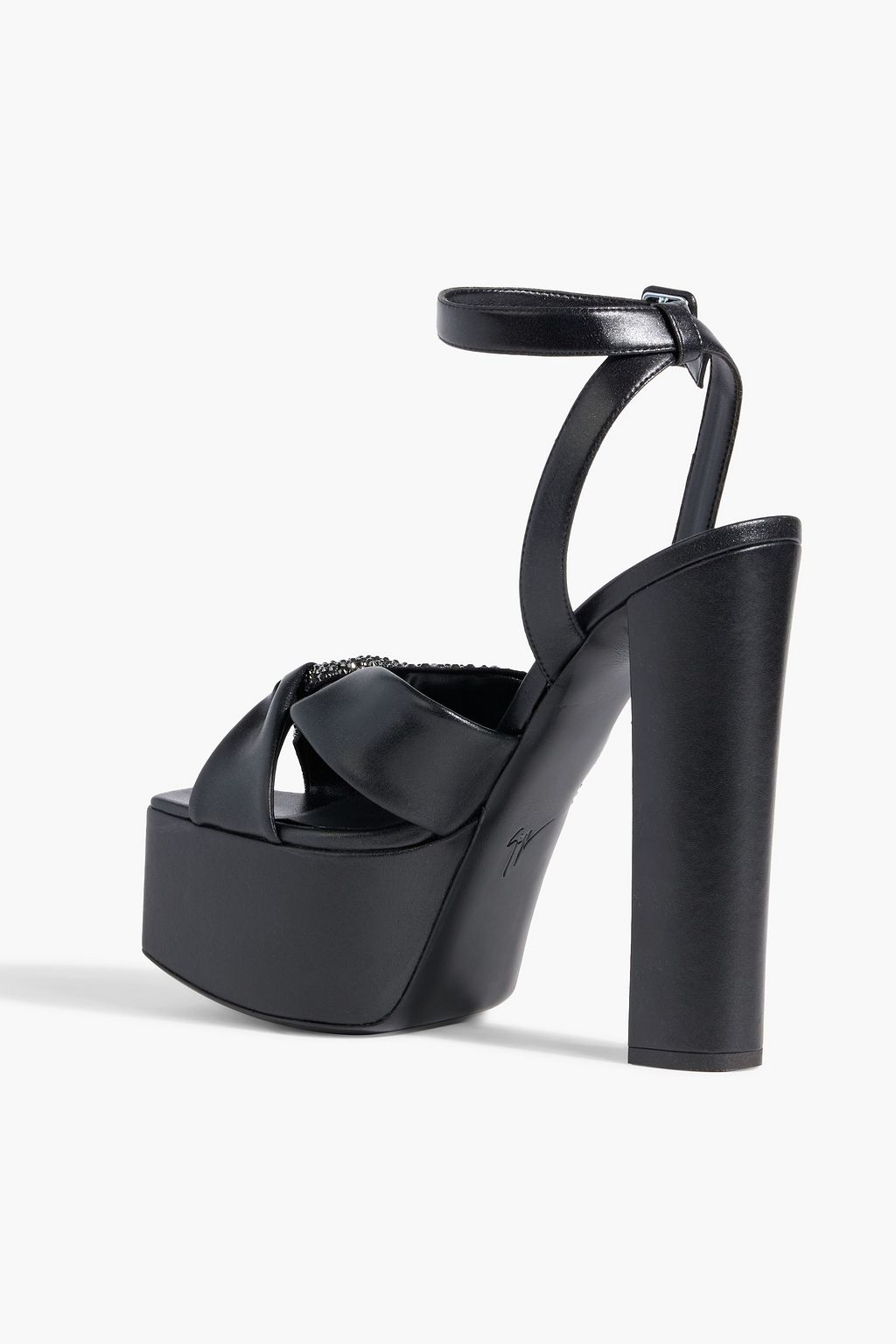 GIUSEPPE ZANOTTI Souree embellished metallic faux leather platform sandals