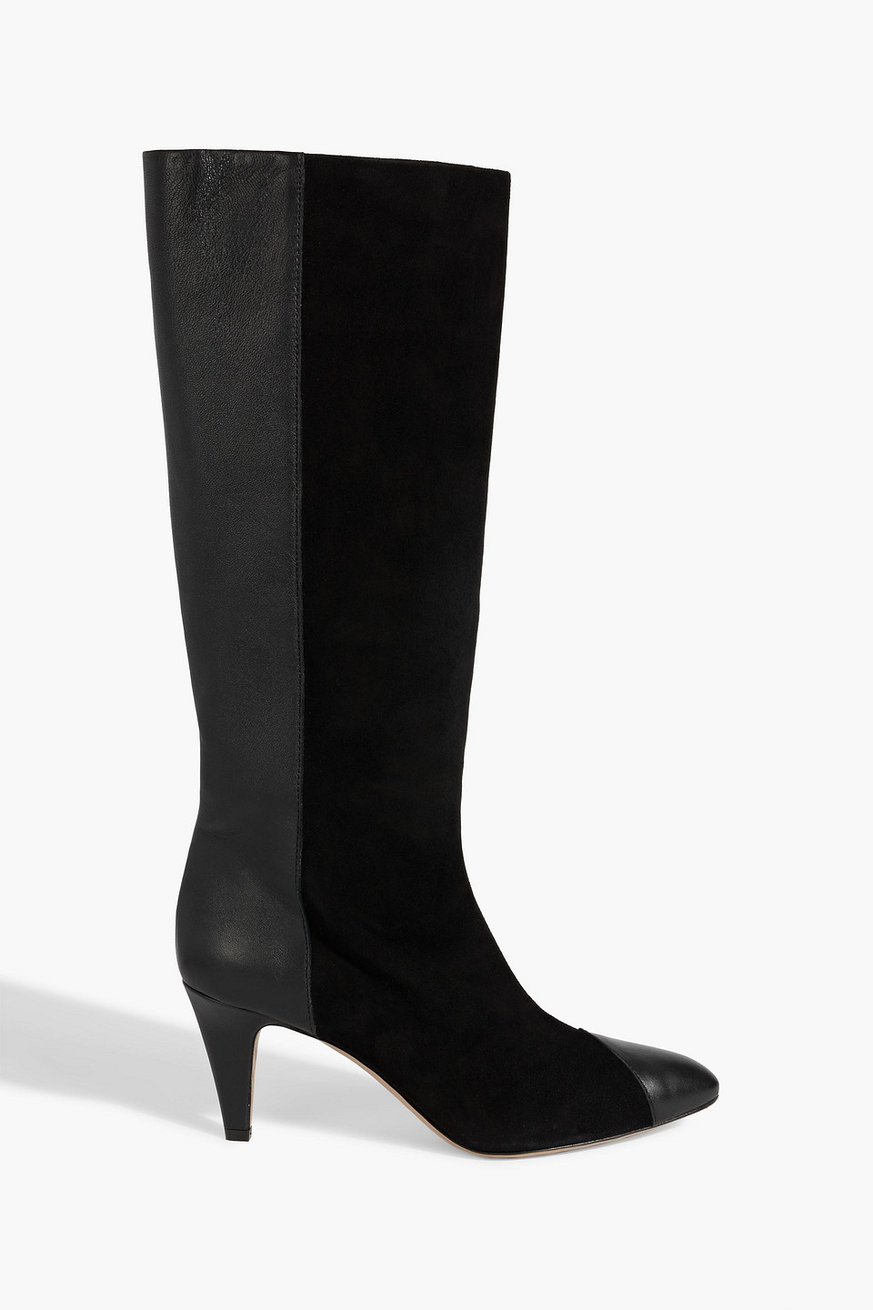 Isabel Marant Velvet And Leather Knee Boots In Black