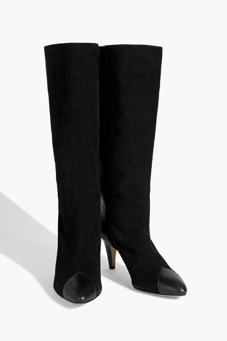 Isabel Marant Velvet And Leather Knee Boots In Black