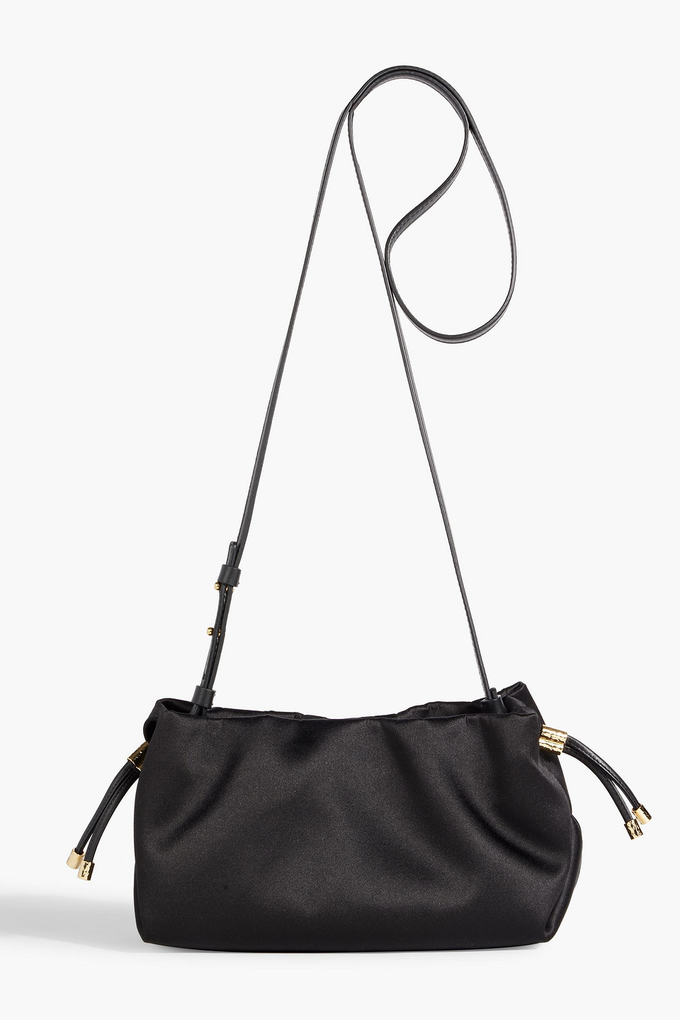 Ulla Johnson Remy Ruched Satin Cross-body Bag In Black