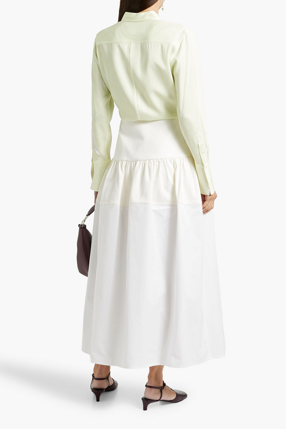 Jil Sander Tiered Cotton-twill And Cotton-poplin Midi Skirt In White