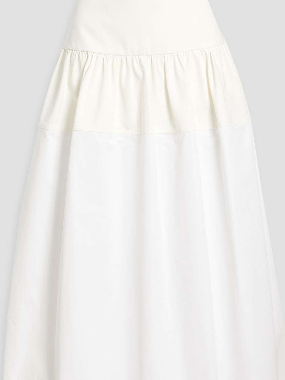 tiered cotton-twill and cotton-poplin midi skirt