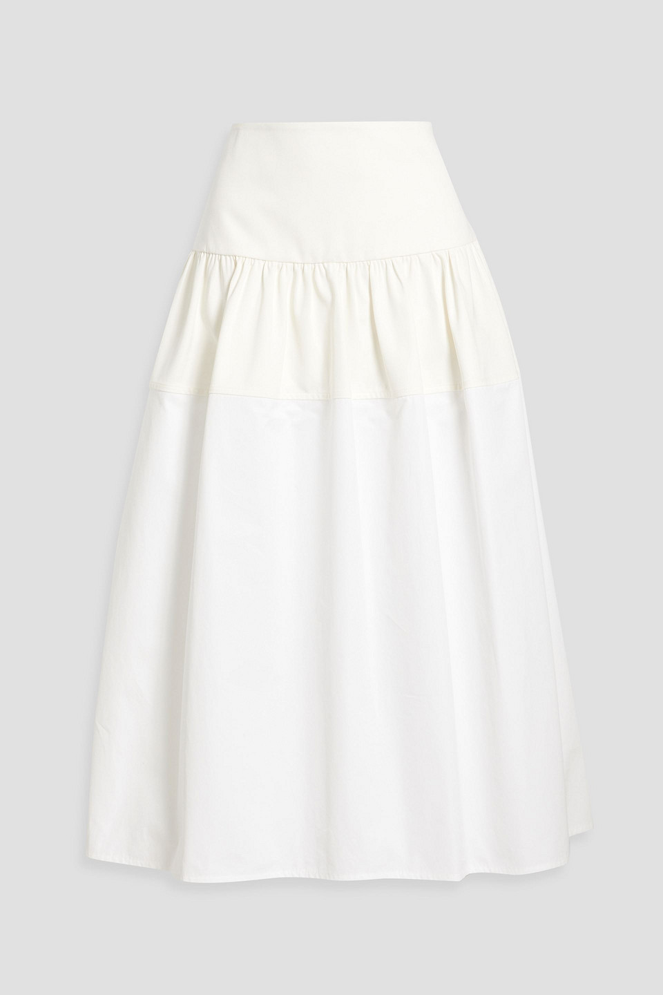Jil Sander Tiered Cotton-twill And Cotton-poplin Midi Skirt In White