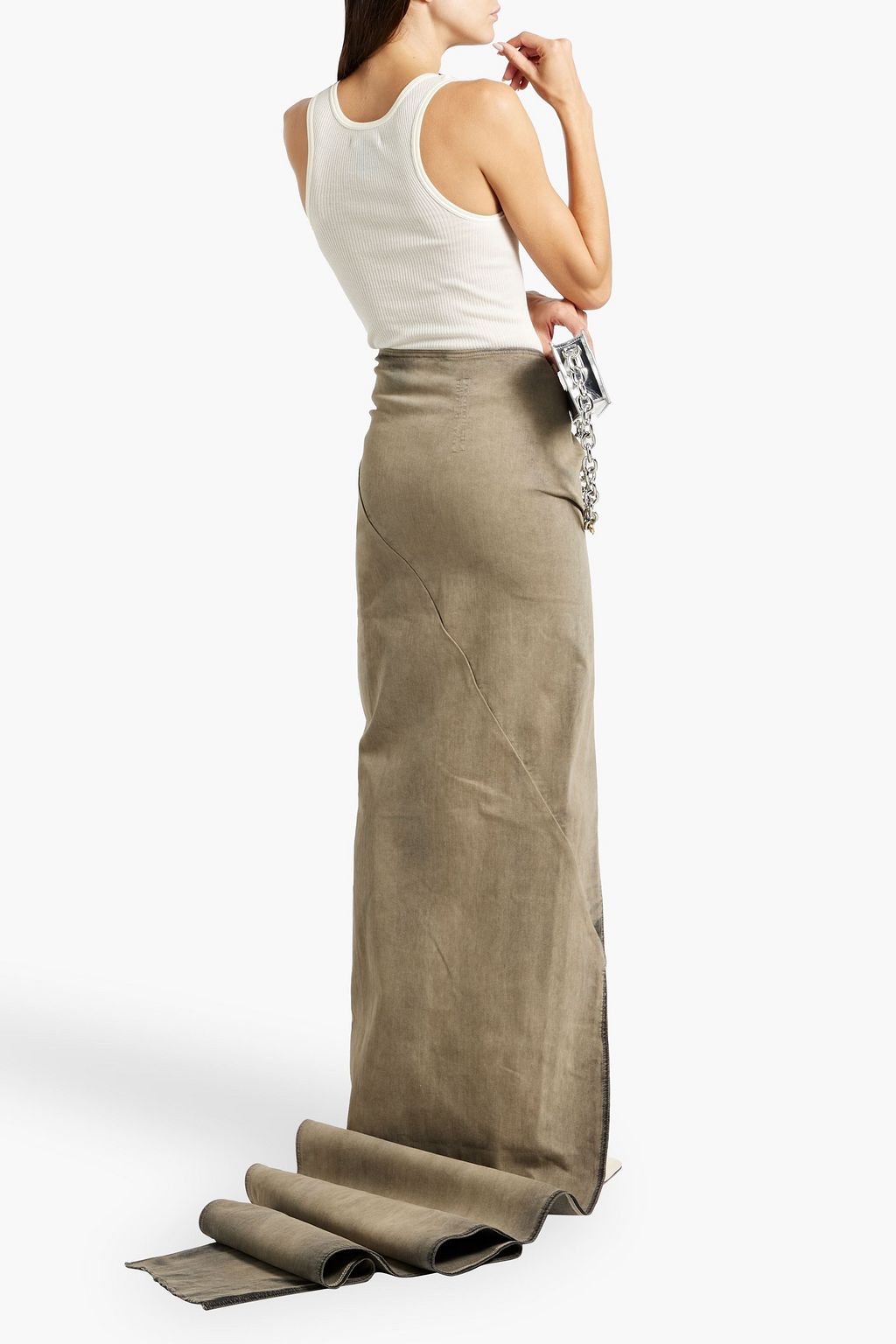 DRKSHDW BY RICK OWENS Pleated denim maxi skirt
