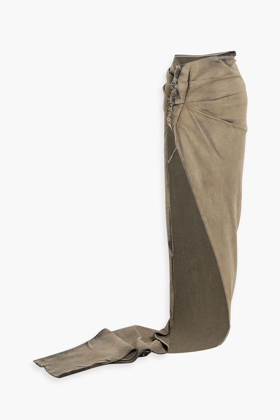 Rick Owens Pleated Denim Maxi Skirt In Mushroom