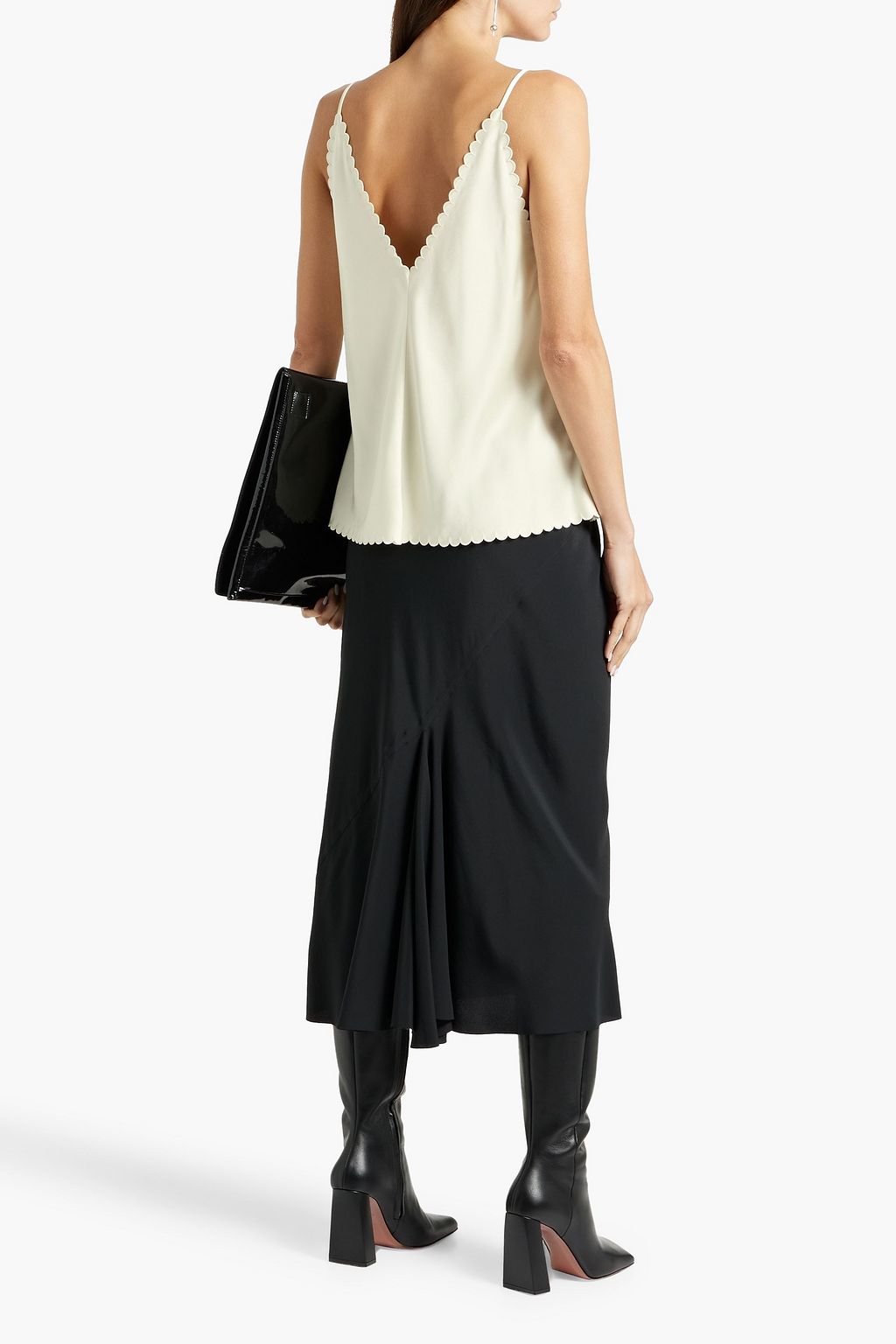 JIL SANDER Scalloped satin-crepe camisole