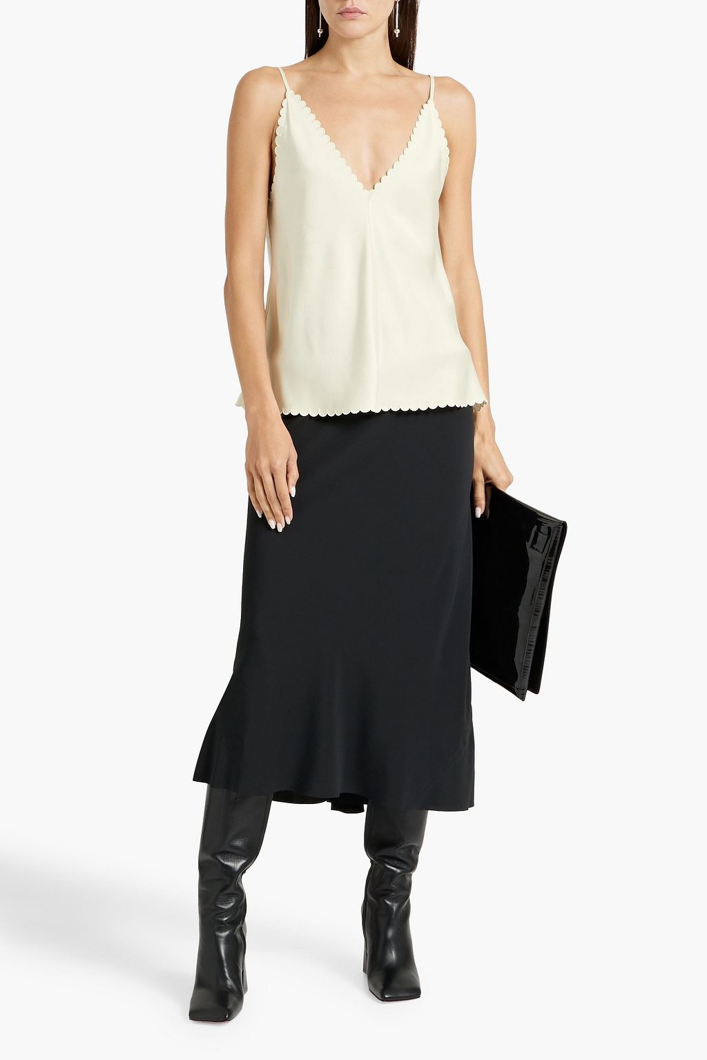 JIL SANDER Scalloped satin-crepe camisole