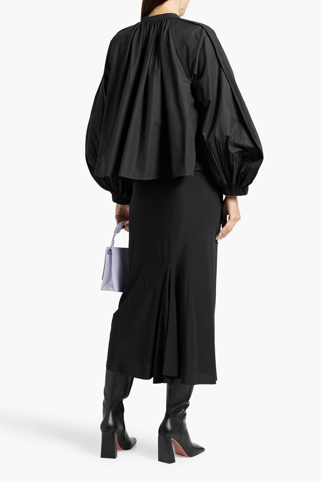 JIL SANDER Pleated cotton-poplin blouse