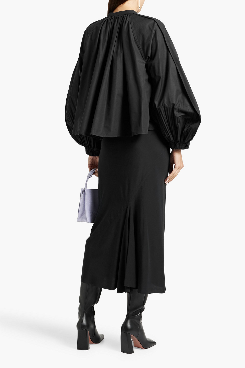 Jil Sander Pleated Cotton-poplin Blouse In Black