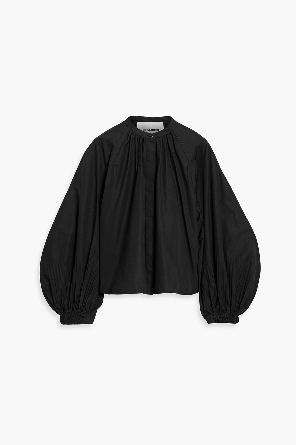 Jil Sander Pleated Cotton-poplin Blouse In Black