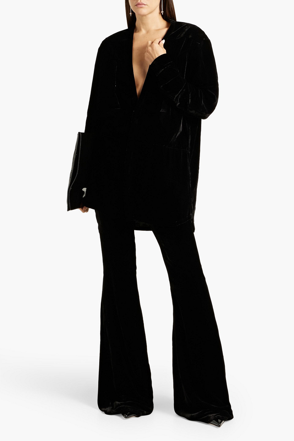 Rick Owens Samtbluse Mit Tiefem Ausschnitt In Black