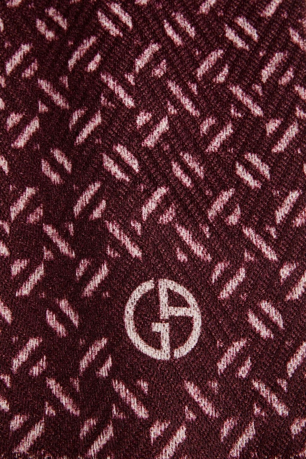 GIORGIO ARMANI Frayed printed wool-twill scarf
