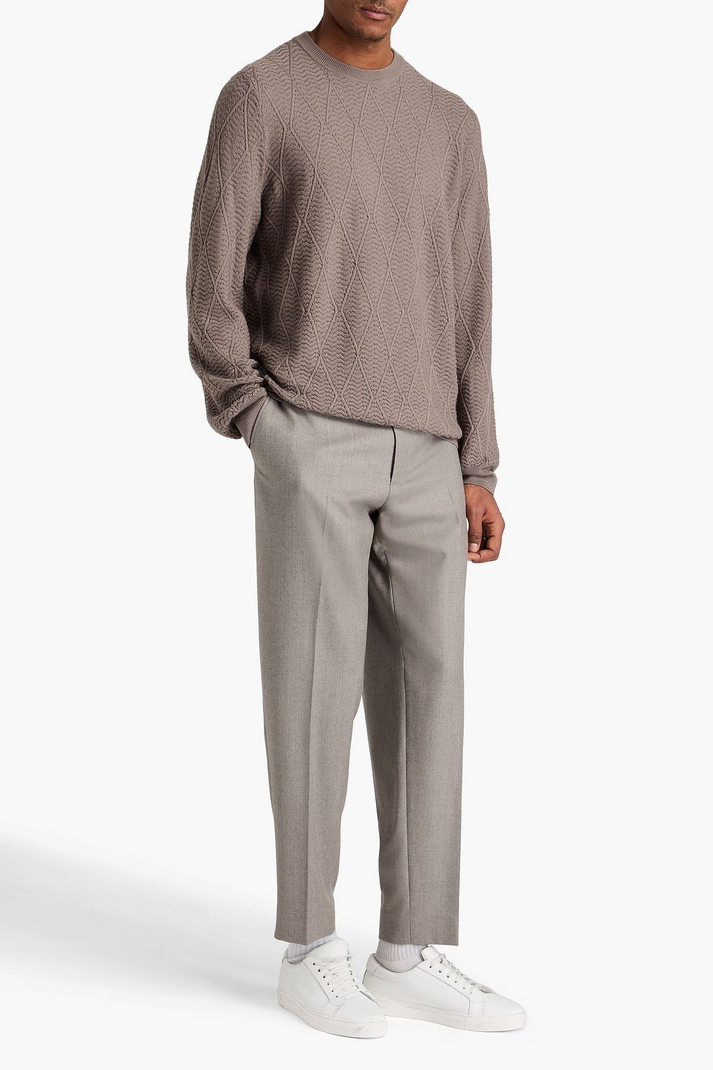 GIORGIO ARMANI Jacquard-knit wool and cashmere-blend sweater