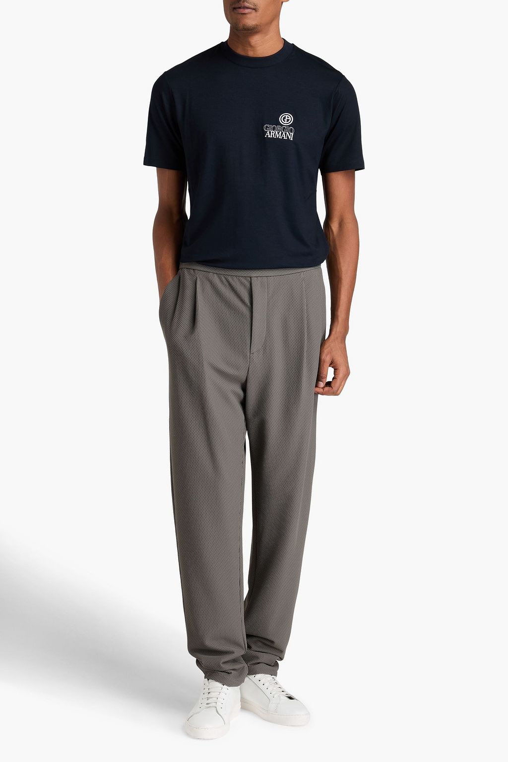 GIORGIO ARMANI Embroidered stretch-jersey T-shirt