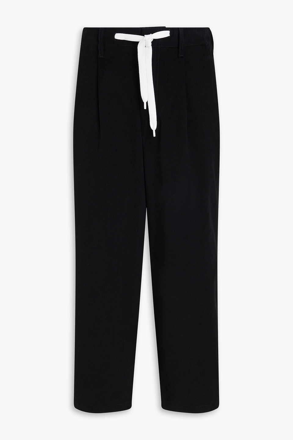 EMPORIO ARMANI COTTON-BLEND TWILL DRAWSTRING PANTS