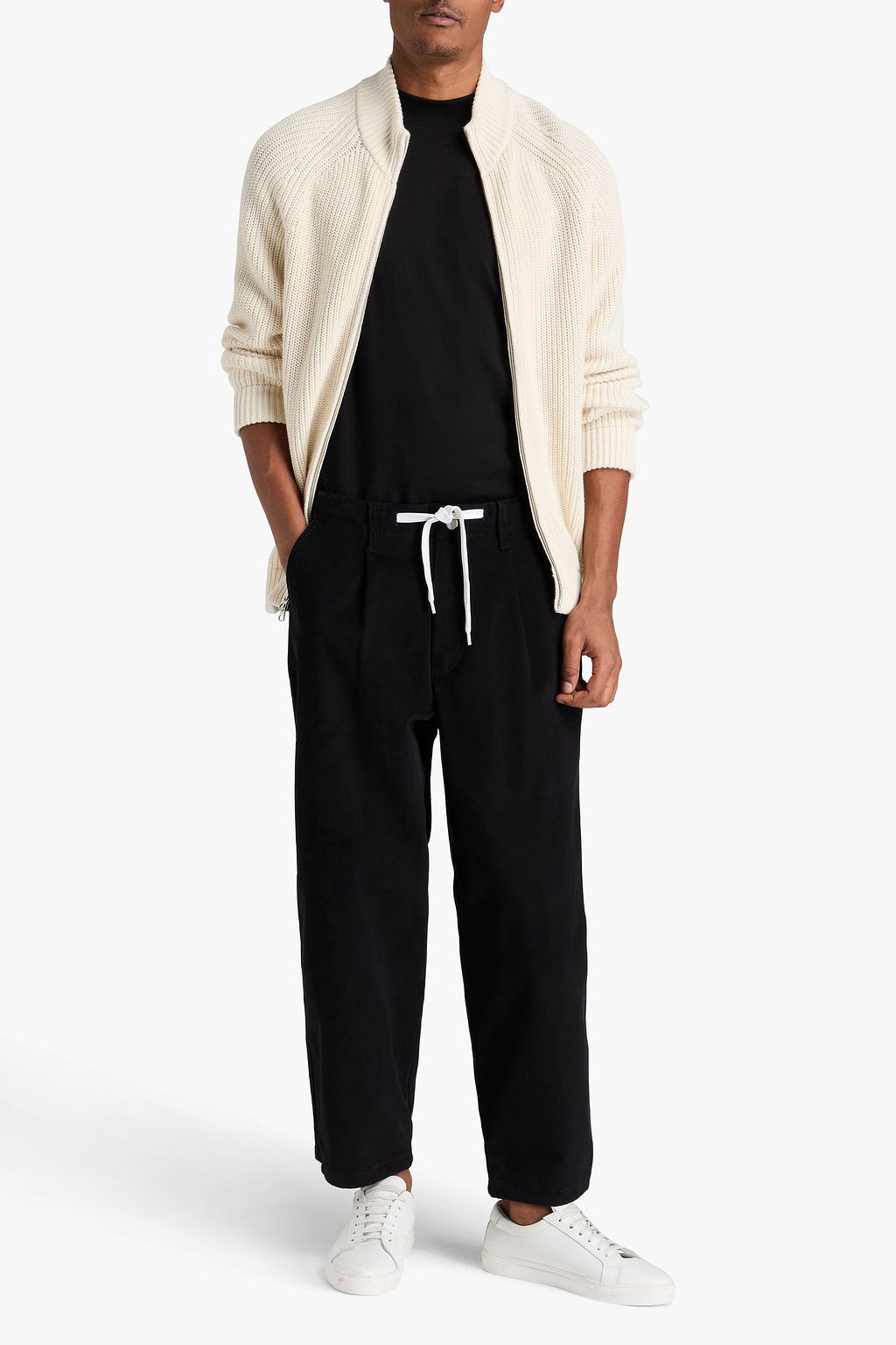 EMPORIO ARMANI コットン混ツイル ドローストリングパンツ