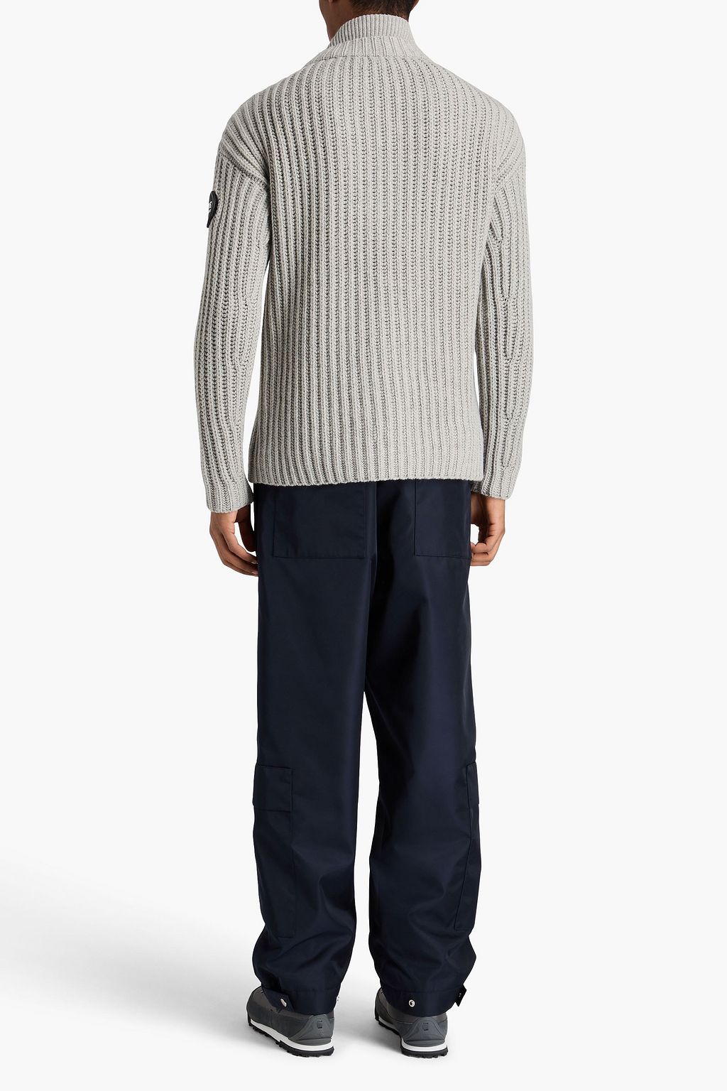 GIORGIO ARMANI 리브 알파카 울 혼방 하프 지퍼 스웨터