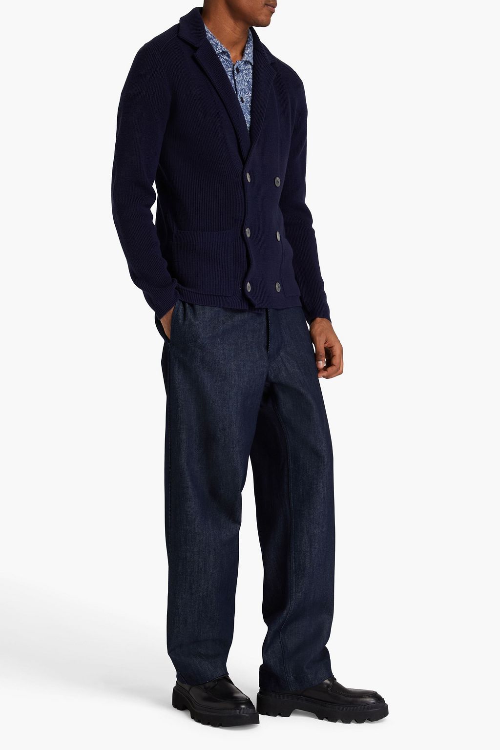 GIORGIO ARMANI Double-breasted wool and cotton-blend cardigan