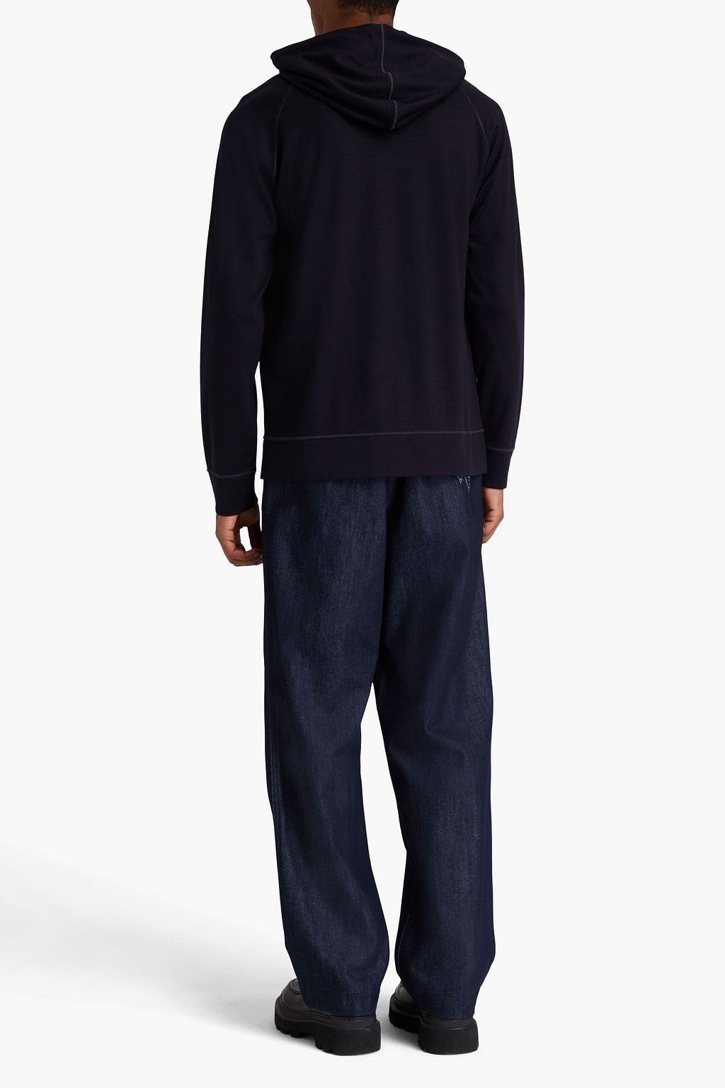 EMPORIO ARMANI 라이오셀 울 혼방 저지 후디