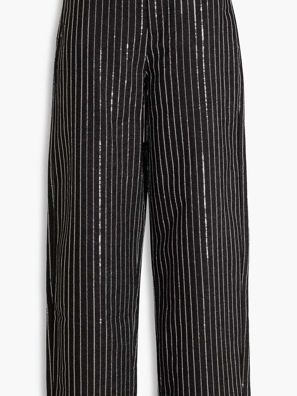 sequined high-rise wide-leg jeans