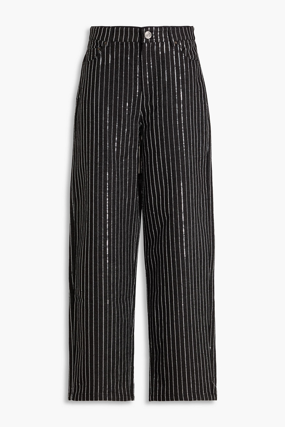 Sequined high-rise wide-leg jeans