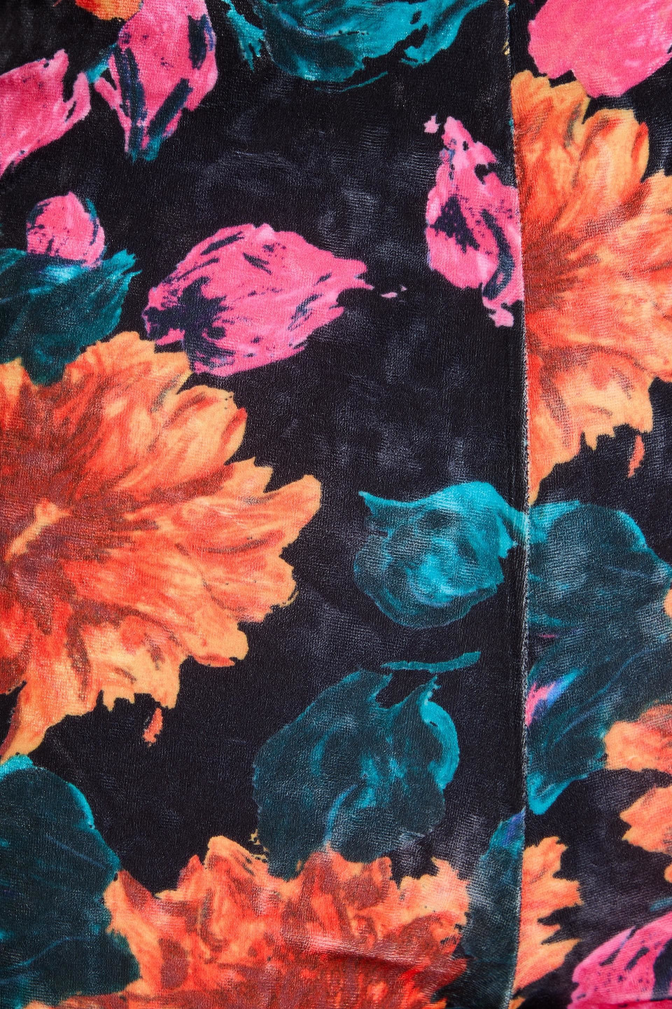 Shop Rotate Birger Christensen Floral-print Velvet Flared Pants In Orange
