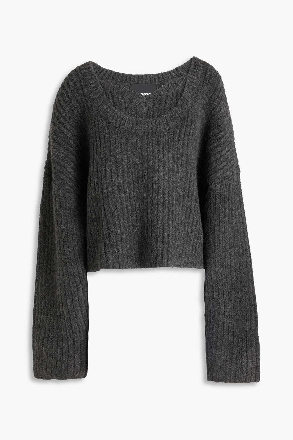 Rotate Birger Christensen Appliquéd Ribbed-knit Sweater In Dark Gray