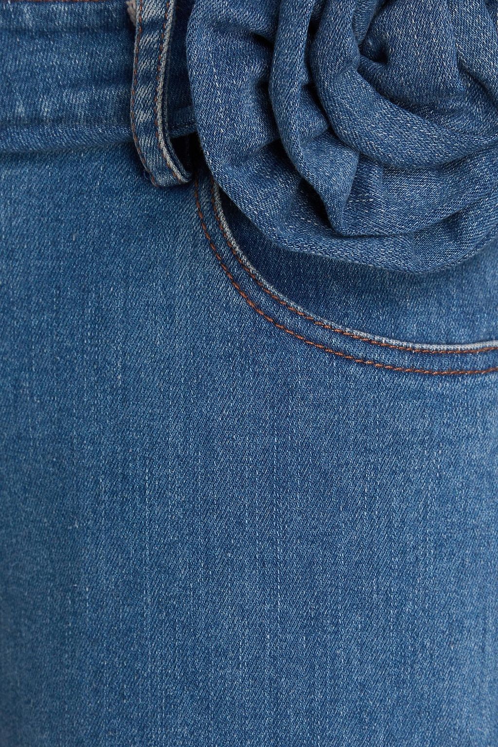 ROTATE BIRGER CHRISTENSEN جينز بحواف واسعة وخصر منخفض الارتفاع مُزيّن بزخارف الأزهار
