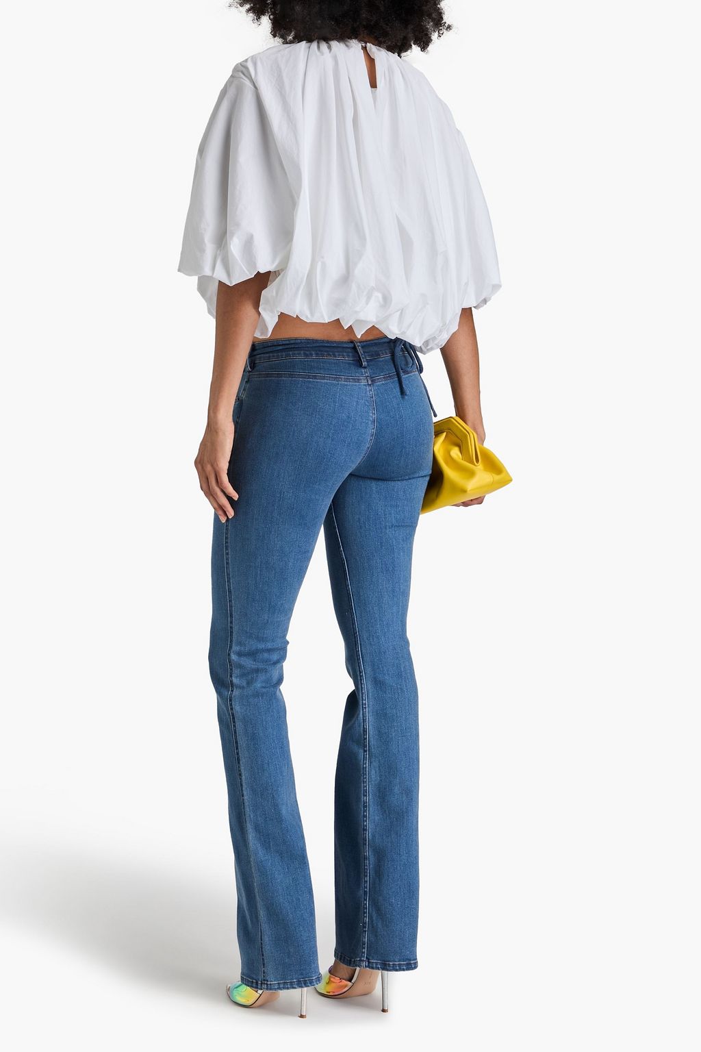 ROTATE BIRGER CHRISTENSEN جينز بحواف واسعة وخصر منخفض الارتفاع مُزيّن بزخارف الأزهار