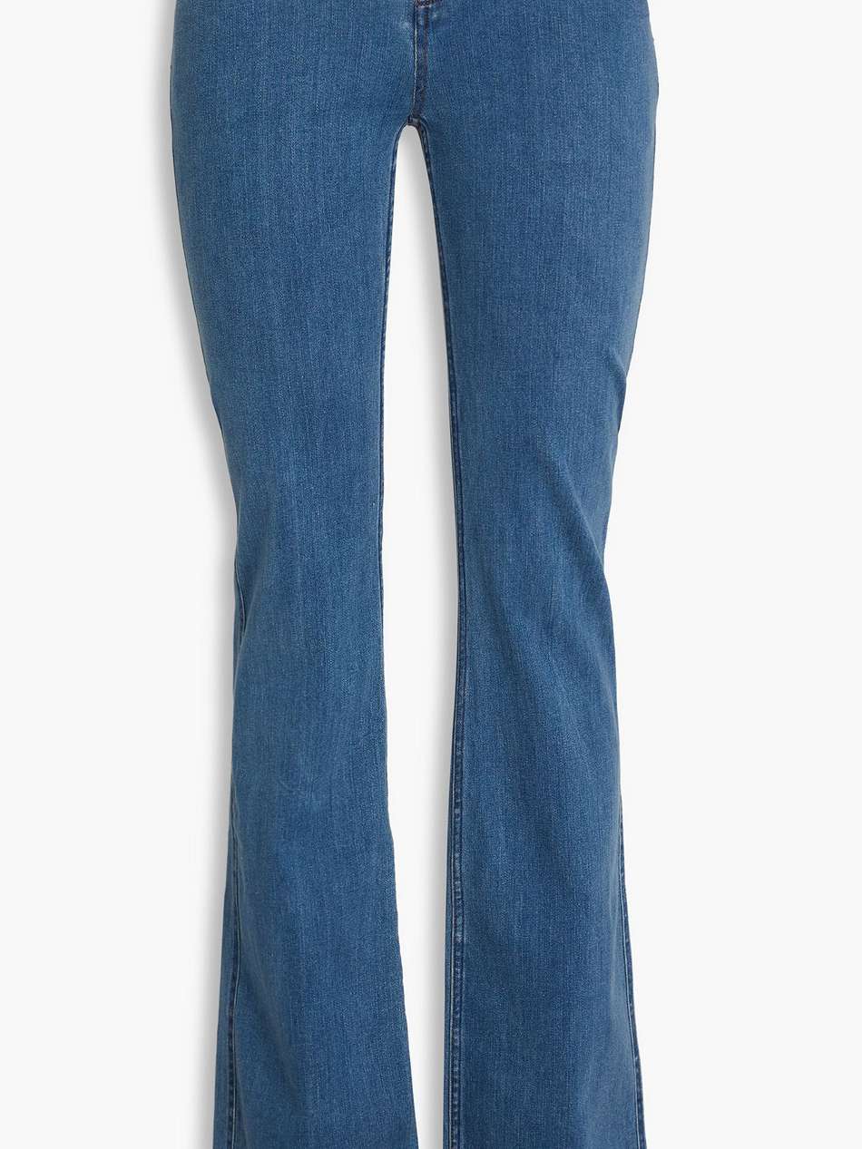 floral-appliquéd low-rise flared jeans