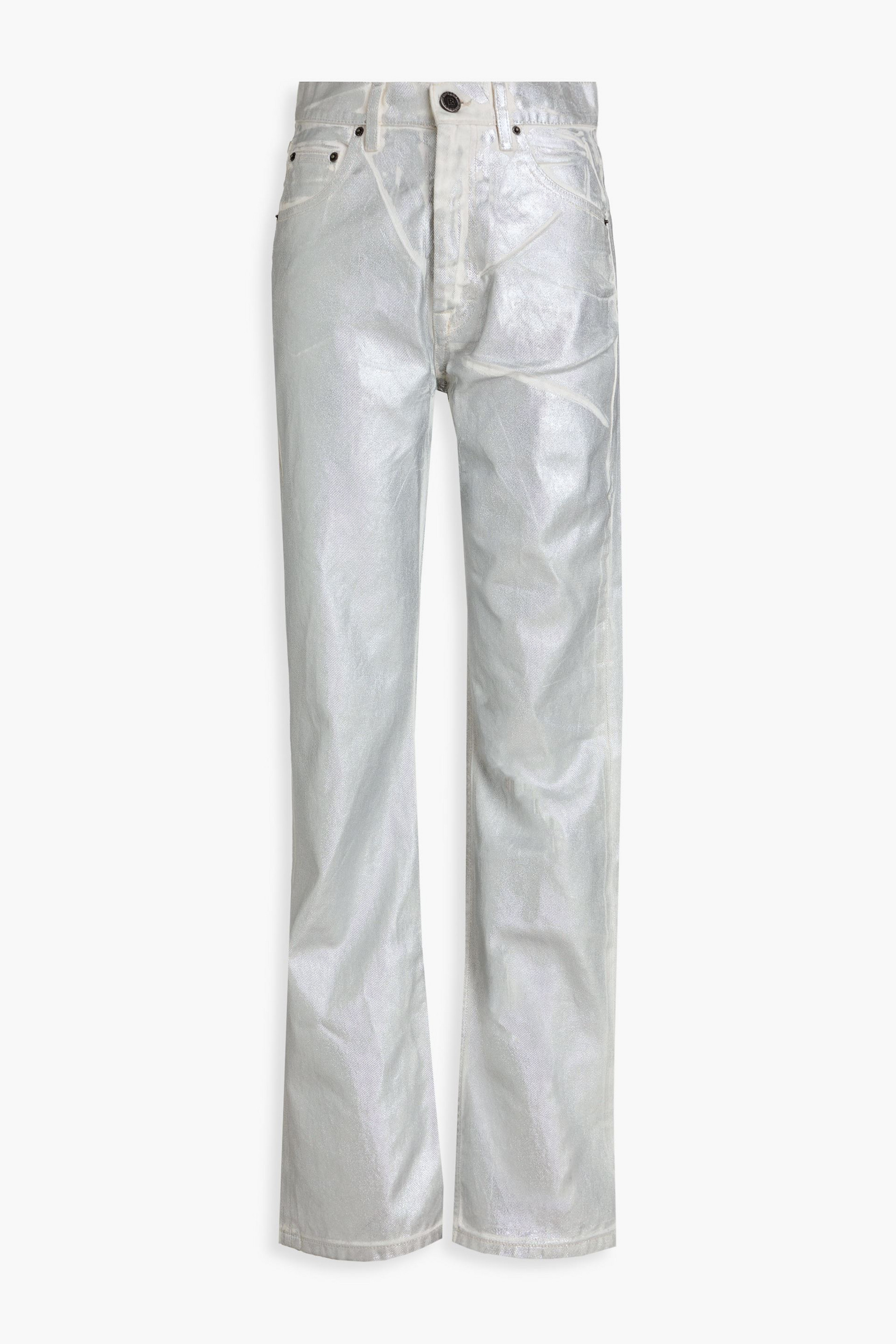 ROTATE Birger Christensen Metallic coated high-rise straight-leg jeans thumbnail