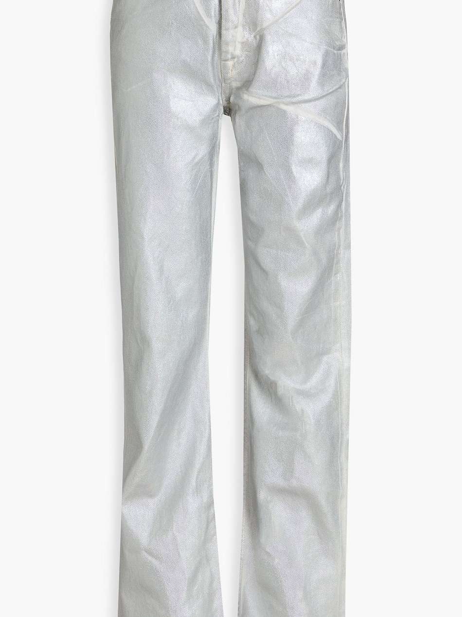 metallic coated high-rise straight-leg jeans