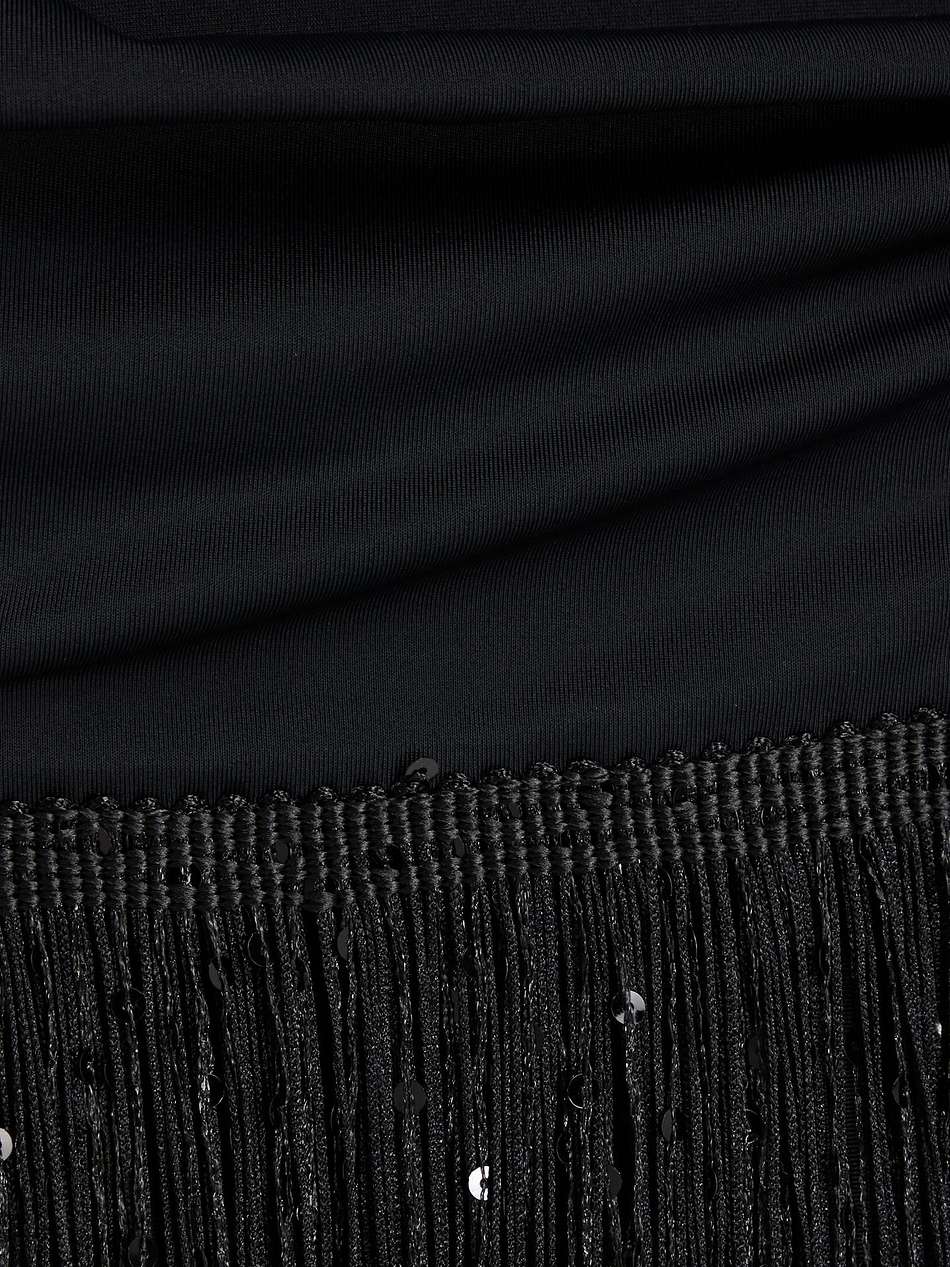 fringed sequin-embellished jersey mini dress