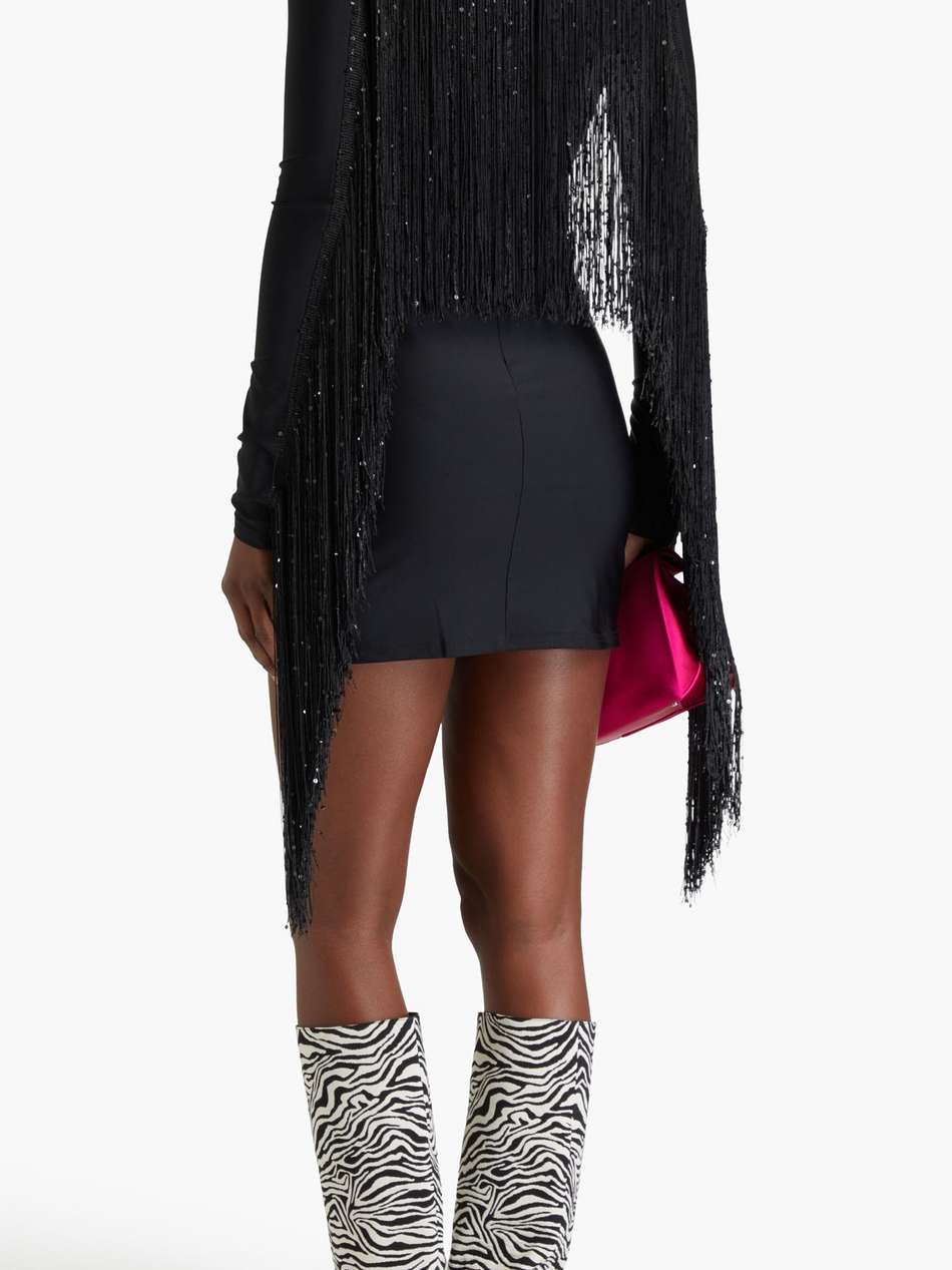 fringed sequin-embellished jersey mini dress