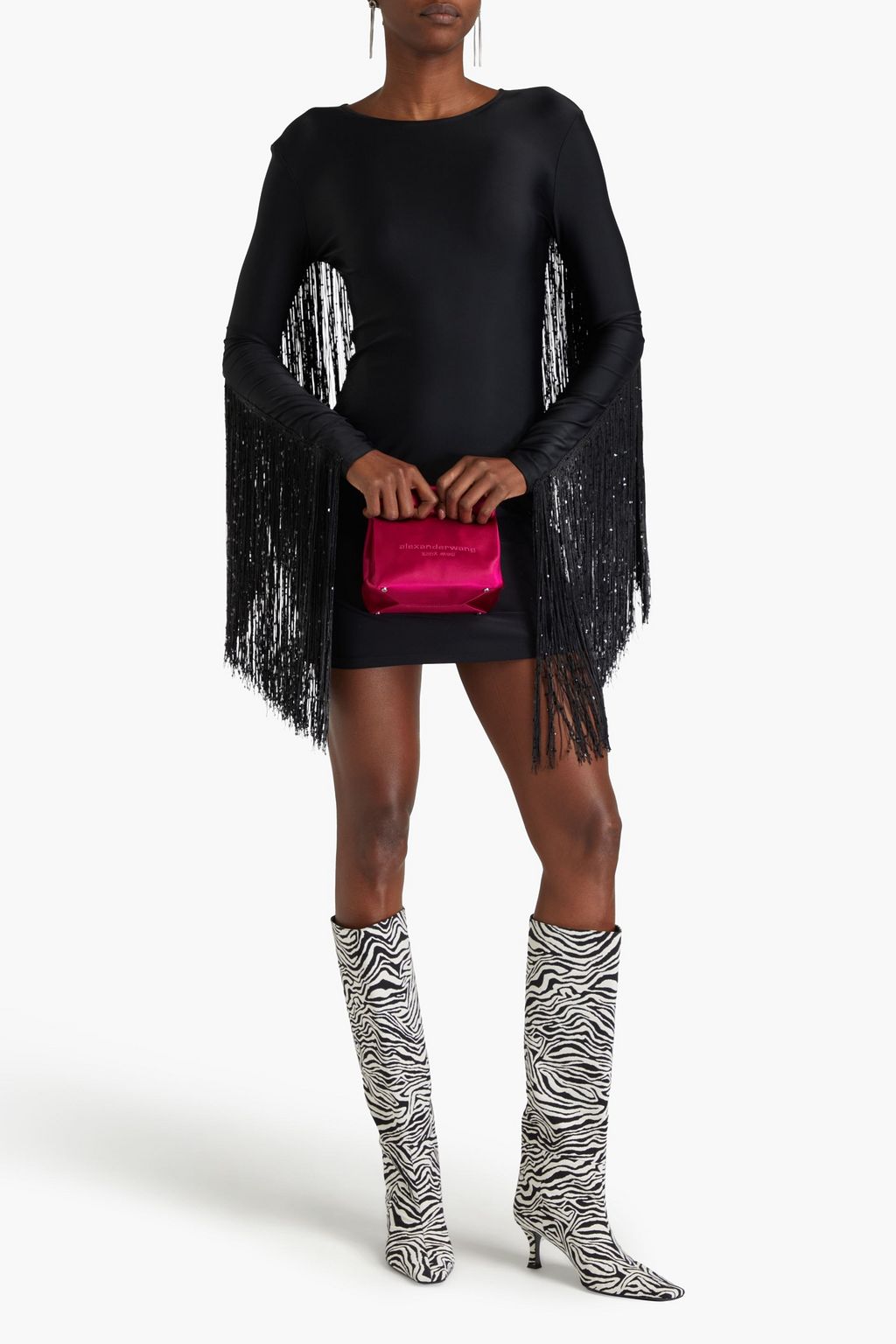 ROTATE BIRGER CHRISTENSEN Fringed sequin-embellished jersey mini dress