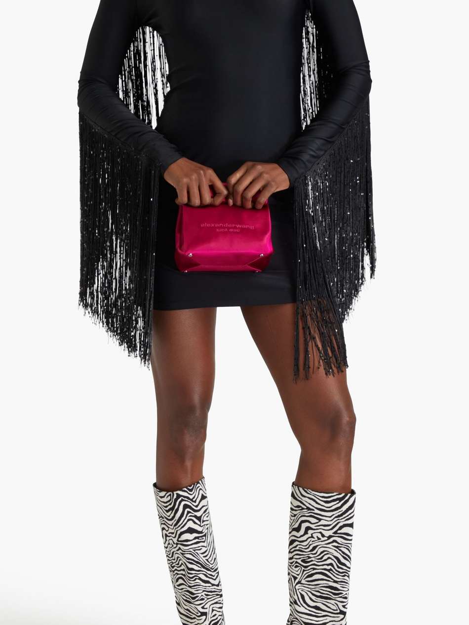 fringed sequin-embellished jersey mini dress