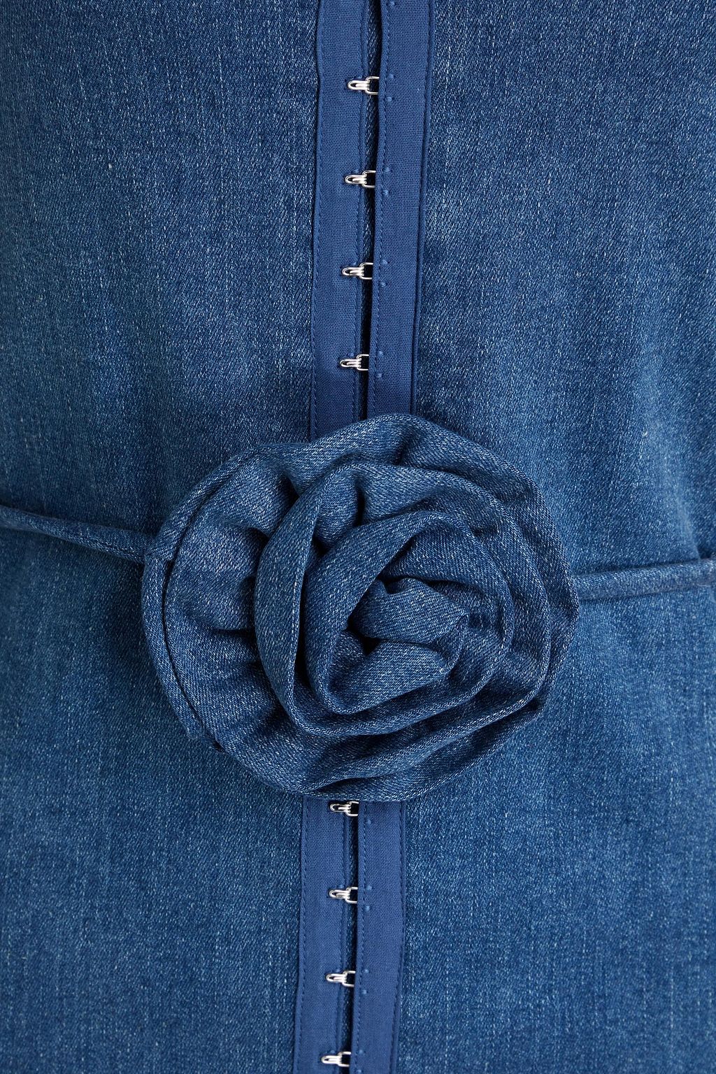 ROTATE BIRGER CHRISTENSEN デニム ミニワンピース フローラルアップリケ付き