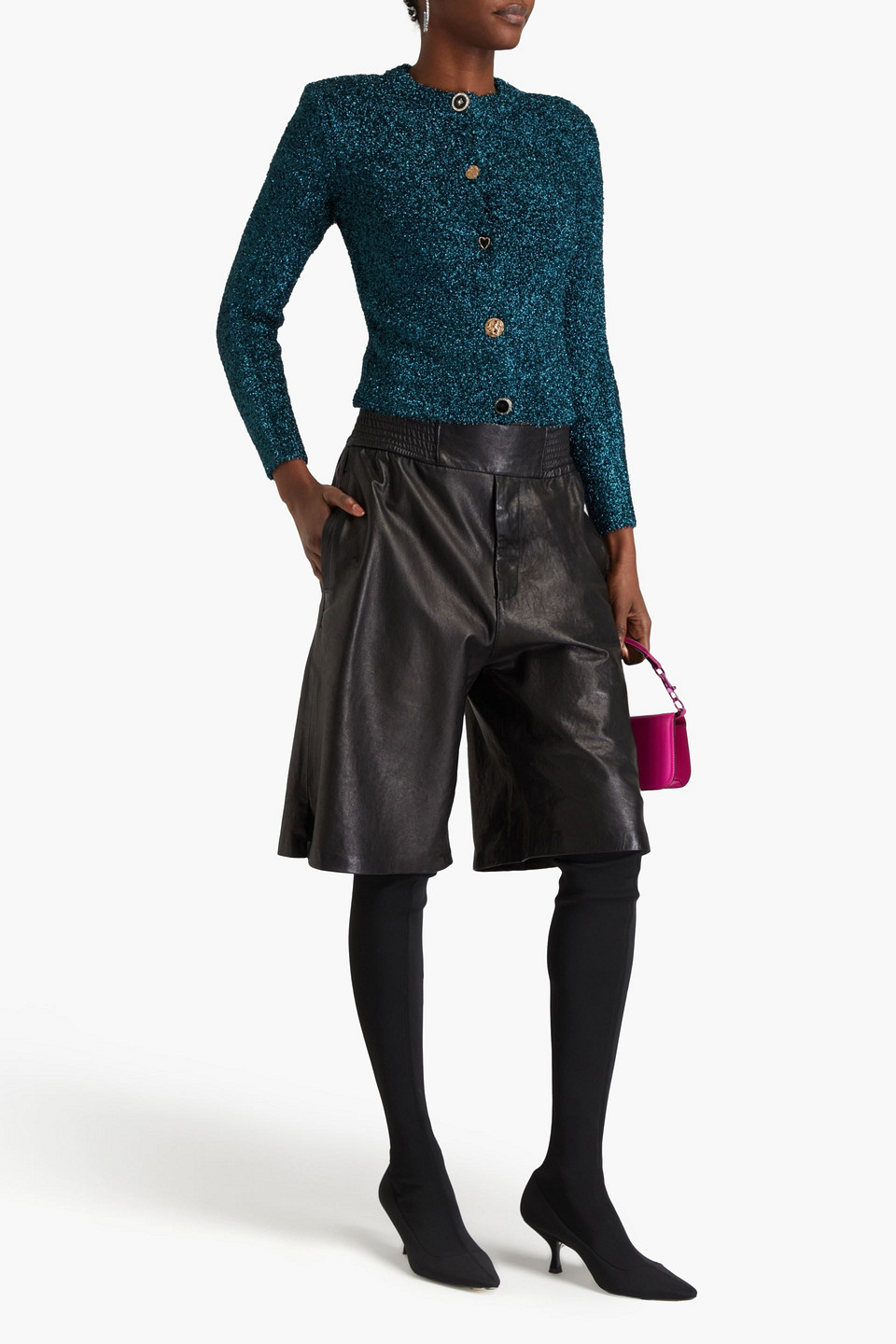 Rotate Birger Christensen Tinsel Cardigan In Storm Blue
