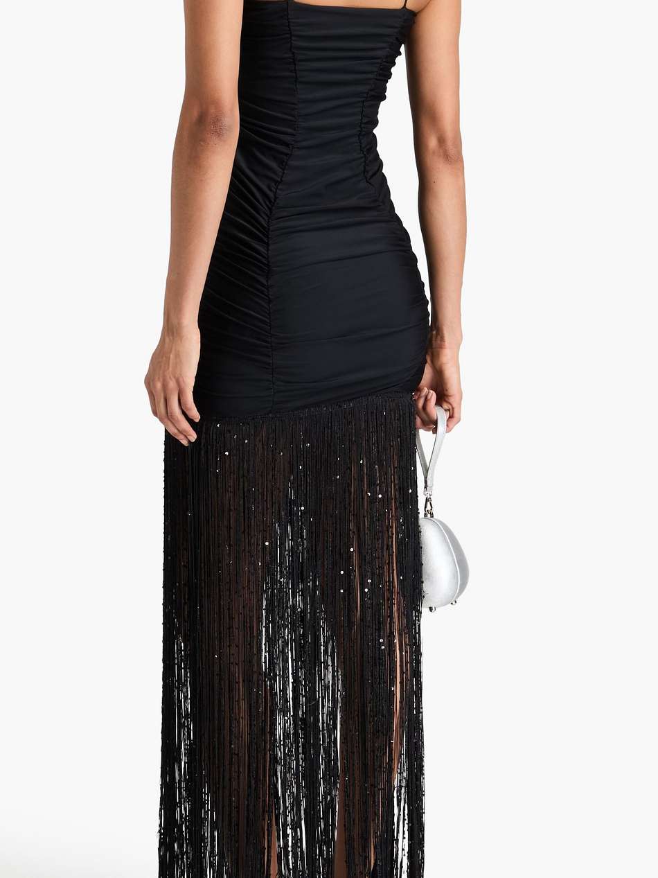 fringed sequined jersey maxi dress