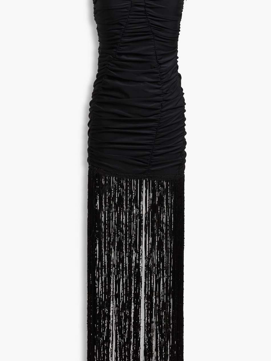 fringed sequined jersey maxi dress
