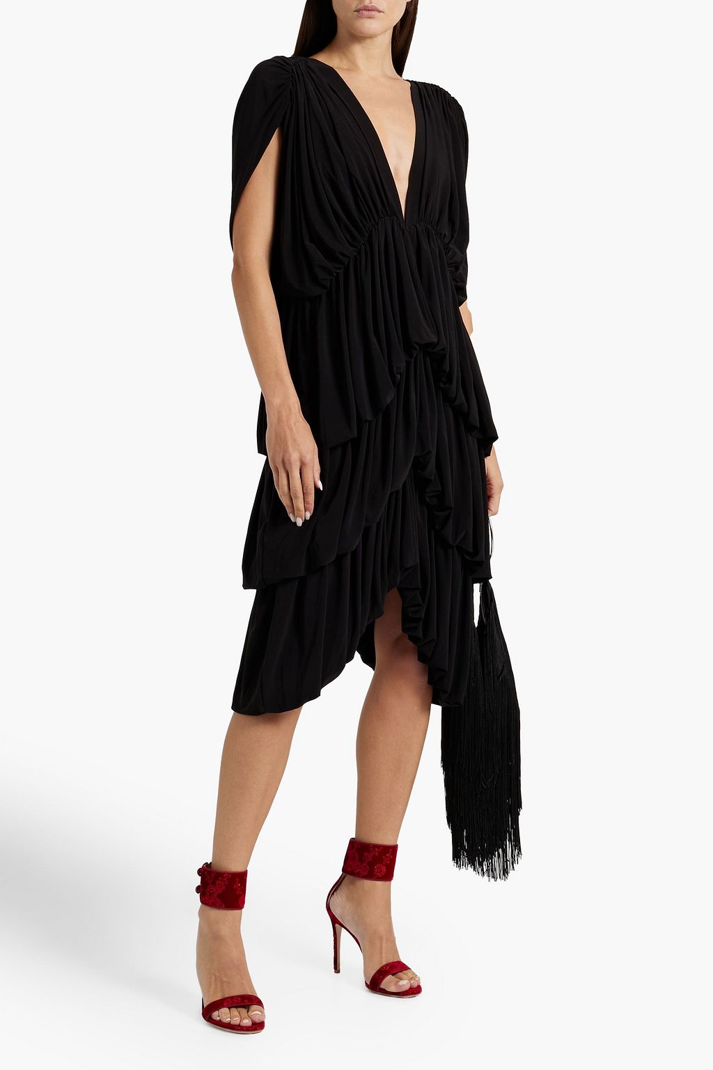 NORMA KAMALI Tiered stretch-jersey midi dress