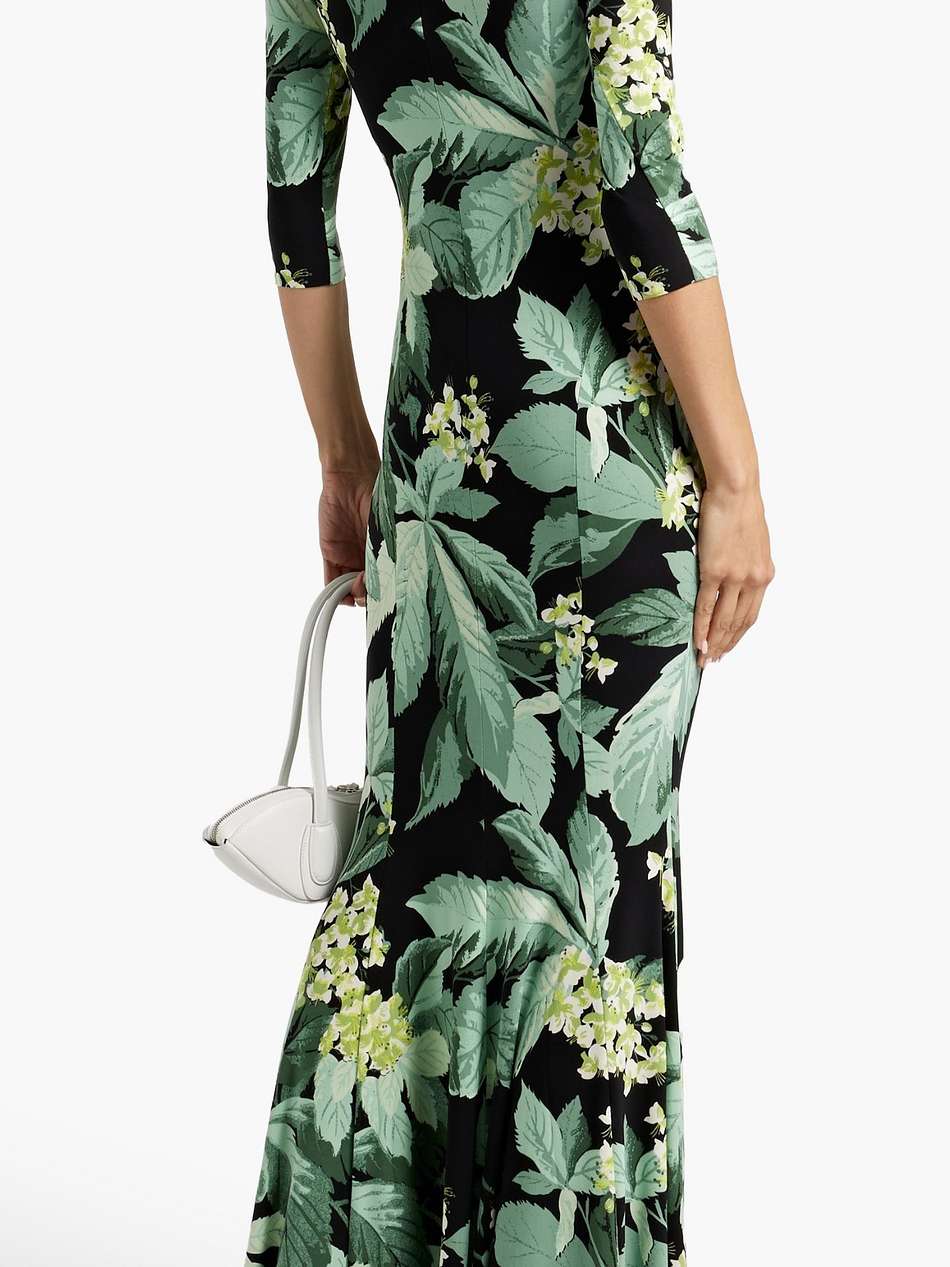off-the-shoulder floral-print stretch-jersey gown