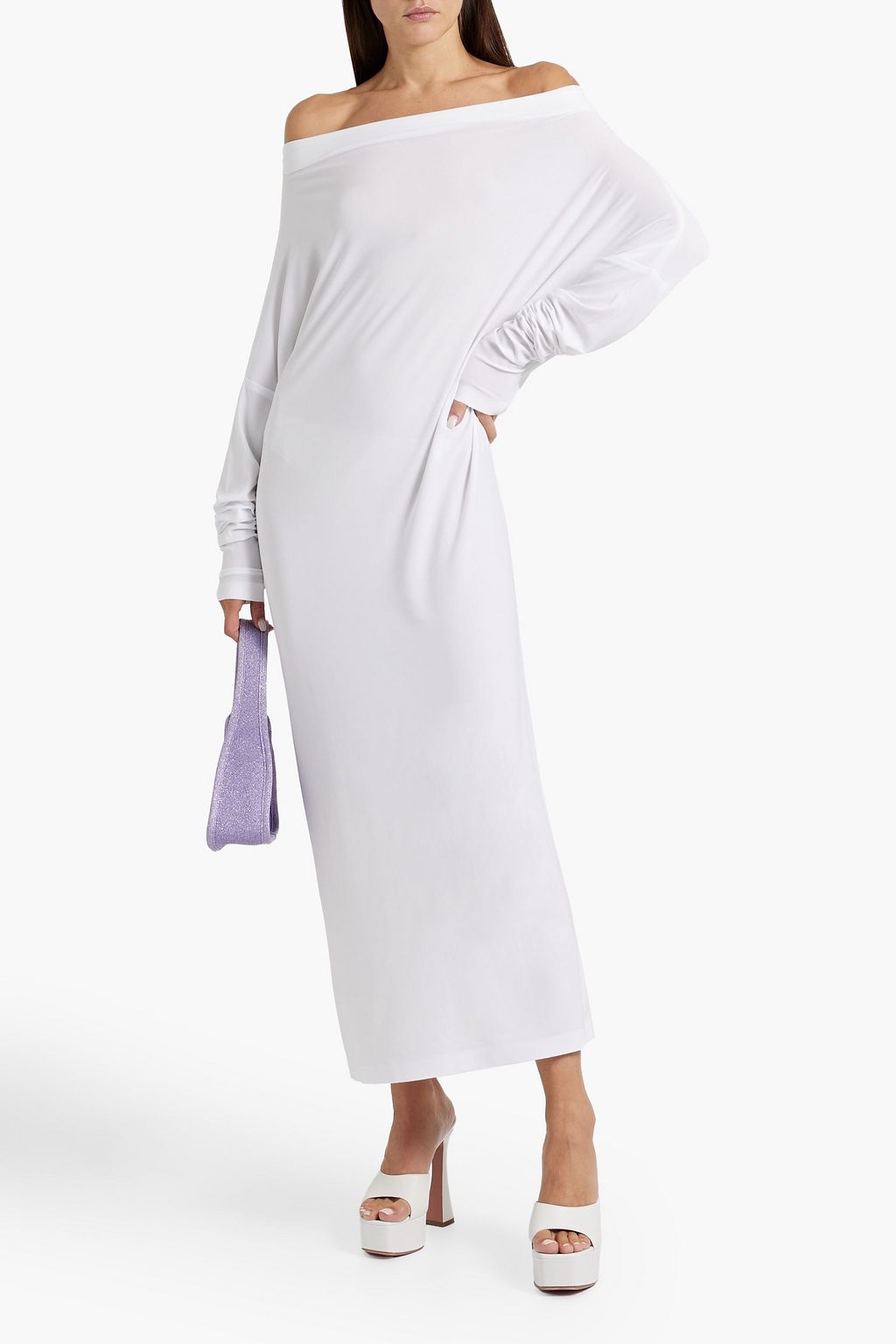 NORMA KAMALI Off-the-shoulder stretch-jersey maxi dress