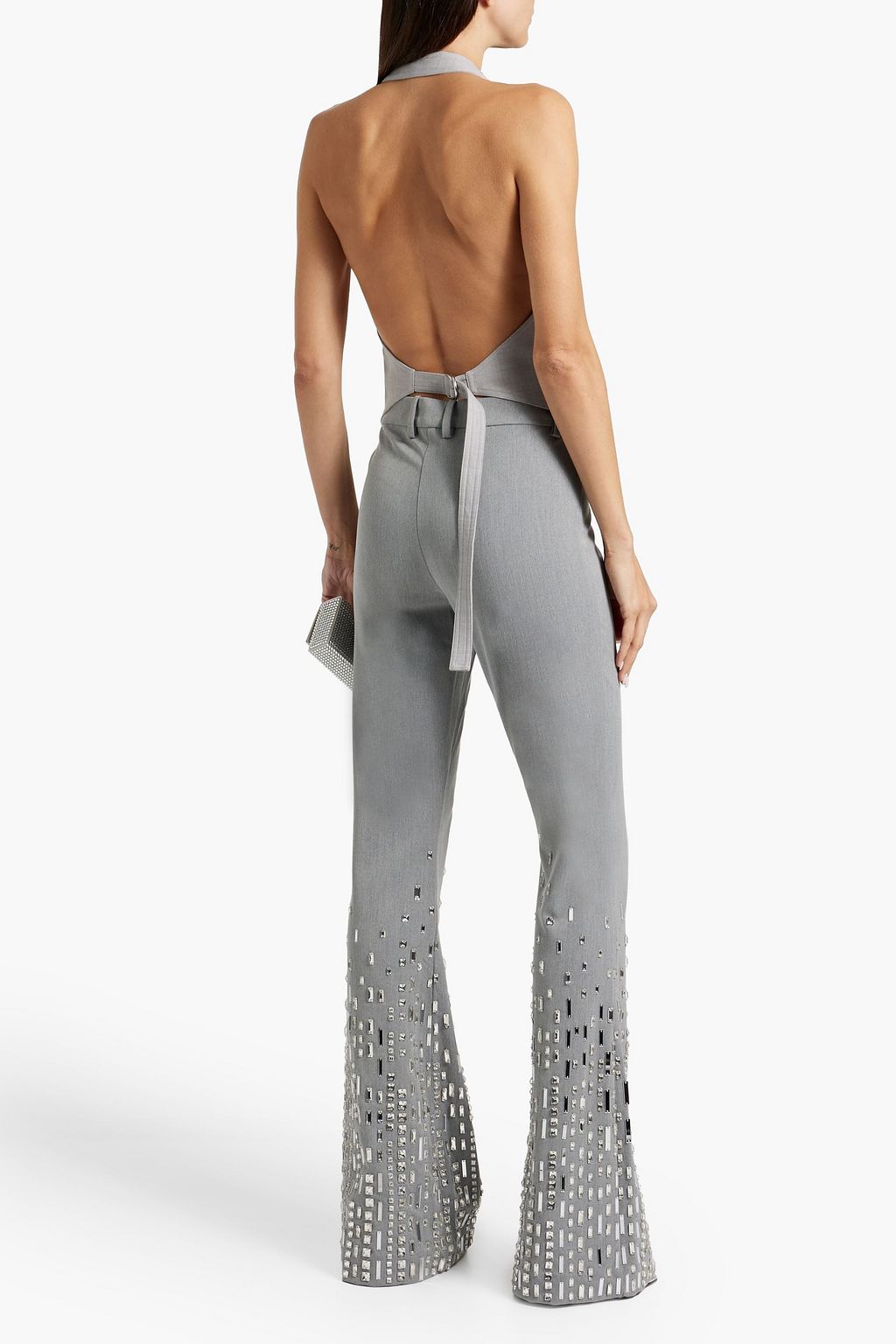 RETROFÊTE Crystal-embellished woven flared pants