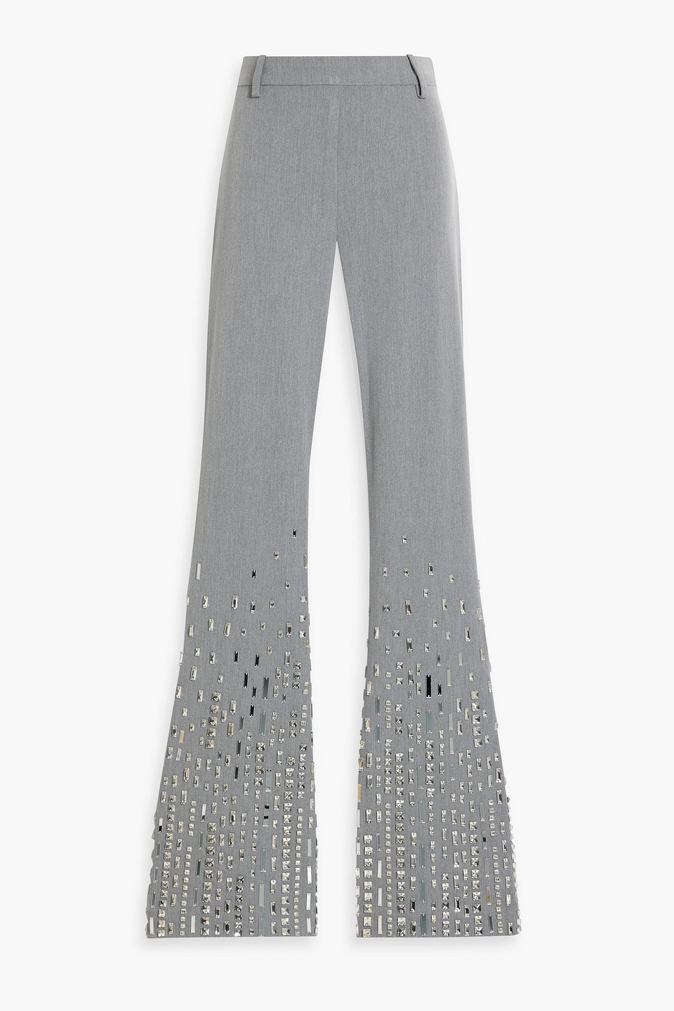 Retroféte Crystal-embellished Woven Flared Pants In Gray