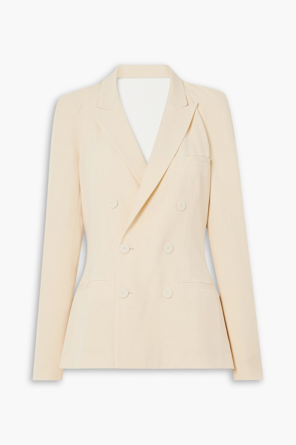 Jean Paul Gaultier + Lotta Volkova Draped Open-back Double-breasted Wool Blazer In Beige